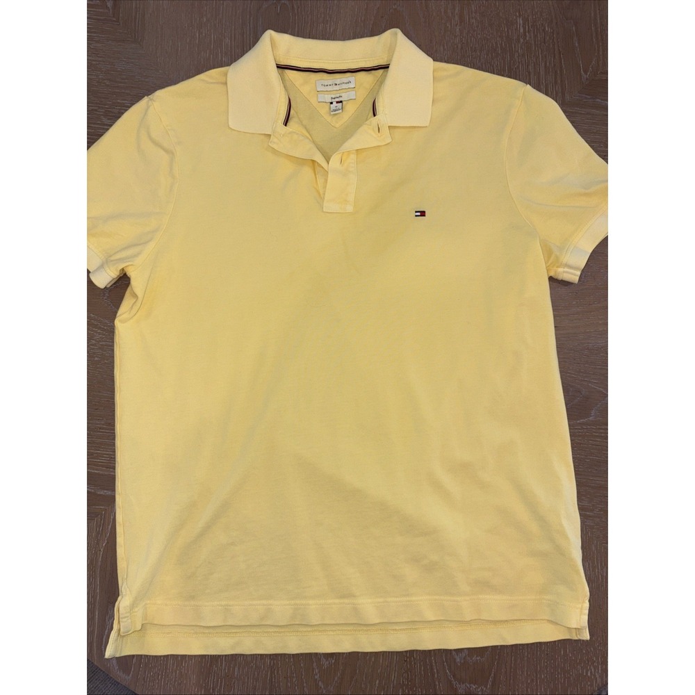 Tommy Hilfiger Shirt Mens Medium Preppy Casual Pique Knit Chest Logo